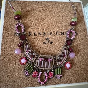 AYALA BAR NECKLACE pink horseshoe lucky gently worn in excellent condition !!